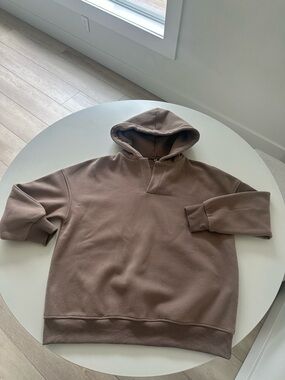 Relaxed Brown Hooded Sweatshirt Pullover